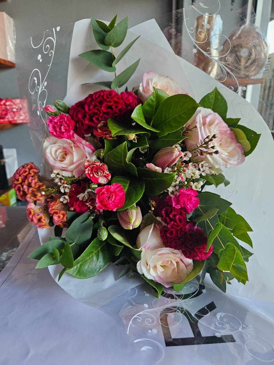 Handcrafted flower bouquet in a vase